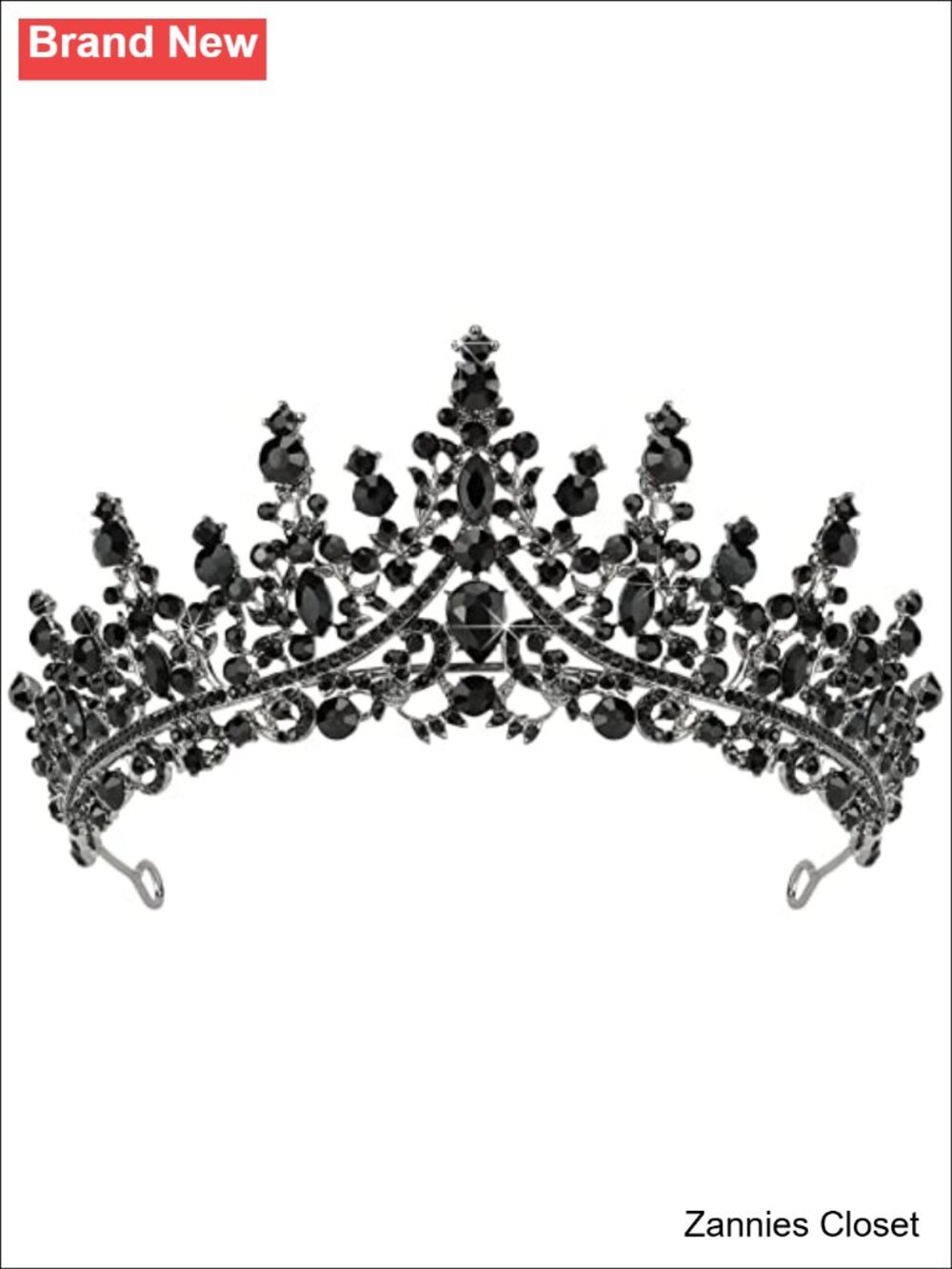 👻 Gothic Crystal Rhinestone Pearl Tiara Crown Prom Cosplay Wedding Headband